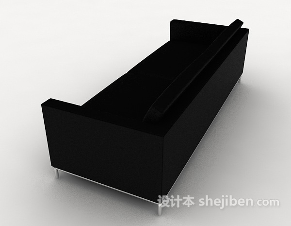 设计本现代简约商务黑色双人沙发3d模型下载