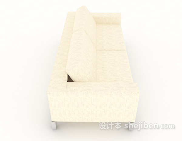 设计本简单米白色双人沙发3d模型下载