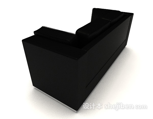 设计本休闲黑色简约双人沙发3d模型下载