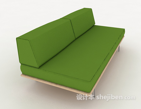 简约绿色双人沙发3d模型下载
