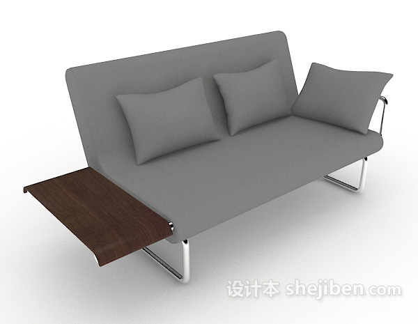 灰色休闲简约双人沙发3d模型下载