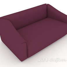 休闲简约紫色双人沙发3d模型下载