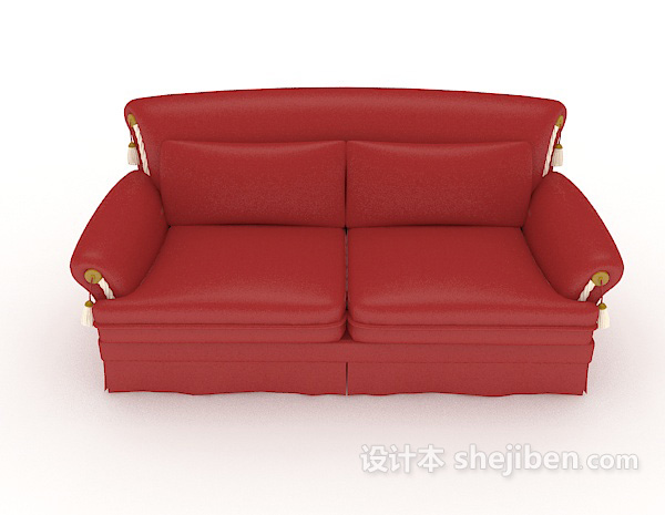 现代风格家居红色简约双人沙发3d模型下载