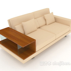 木质简约暖黄色双人沙发3d模型下载