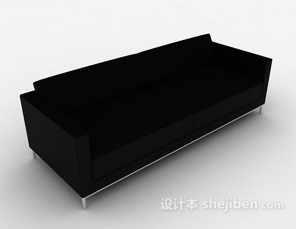 现代简约商务黑色双人沙发3d模型下载