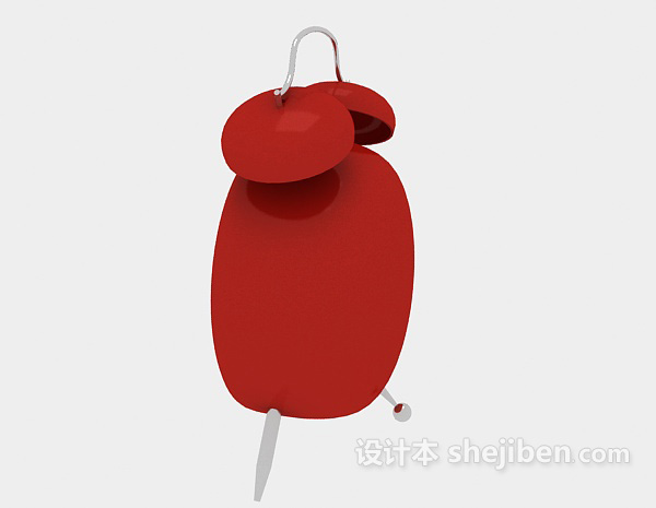 设计本红色小闹钟3d模型下载