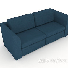 家居蓝色双人沙发3d模型下载