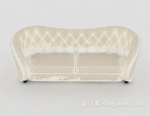 欧式风格欧式白色家居双人沙发3d模型下载