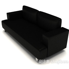 黑色商务简单双人沙发3d模型下载