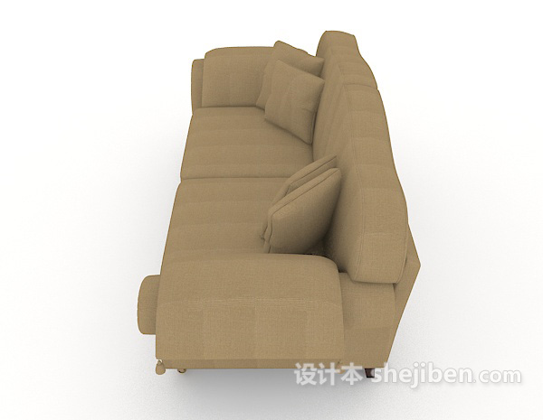设计本家居休闲棕色木质双人沙发3d模型下载