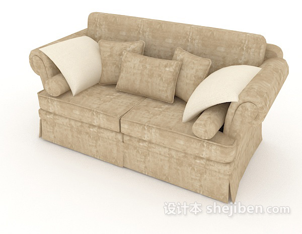 免费欧式简约家居棕色双人沙发3d模型下载