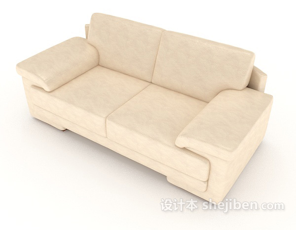 免费家居米白色双人沙发3d模型下载