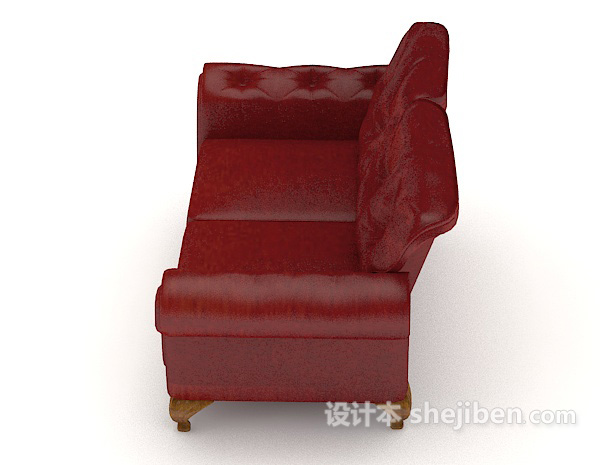 设计本皮质红色双人沙发3d模型下载