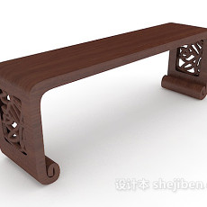 实木中式边桌3d模型下载
