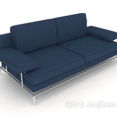 家居蓝色简单双人沙发3d模型下载