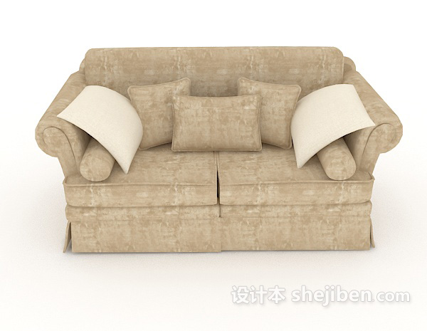 欧式风格欧式简约家居棕色双人沙发3d模型下载