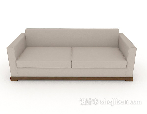 现代风格浅灰色简约木质双人沙发3d模型下载