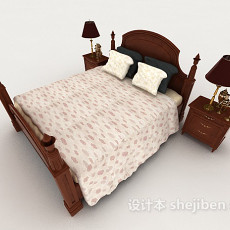 欧式风格居家双人床3d模型下载