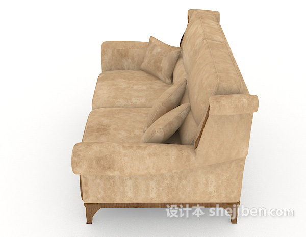 设计本欧式家居棕色木质双人沙发3d模型下载