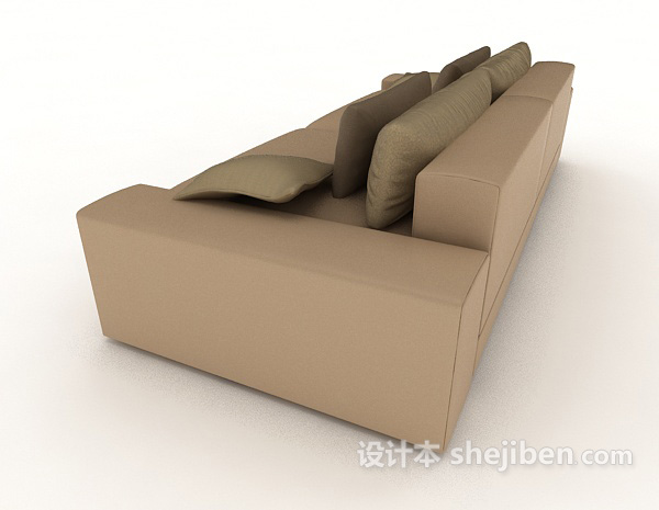 设计本休闲家居棕色双人沙发3d模型下载