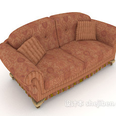 欧式家居棕色双人沙发3d模型下载
