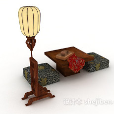 新中式茶几桌椅3d模型下载