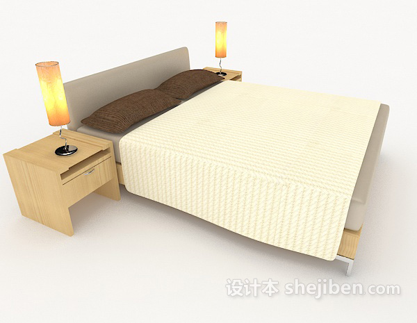 设计本大方简单双人床3d模型下载