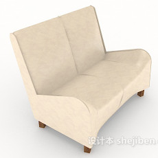 休闲米白色双人沙发3d模型下载