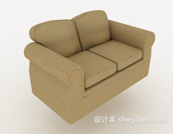 简单家居棕色双人沙发3d模型下载