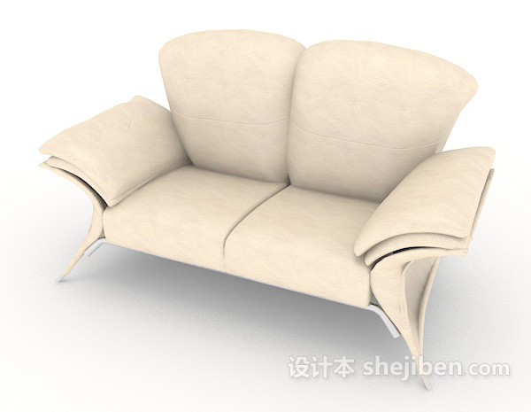 免费家居个性黄棕色双人沙发3d模型下载