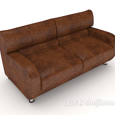 家居深棕色双人沙发3d模型下载