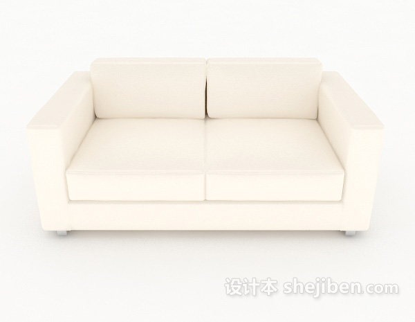 现代风格家居休闲简约白色双人沙发3d模型下载