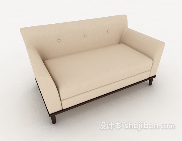 免费家居浅棕色双人沙发3d模型下载