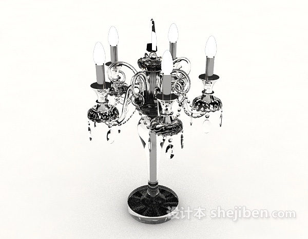 欧式复古黑色烛台灯3d模型下载