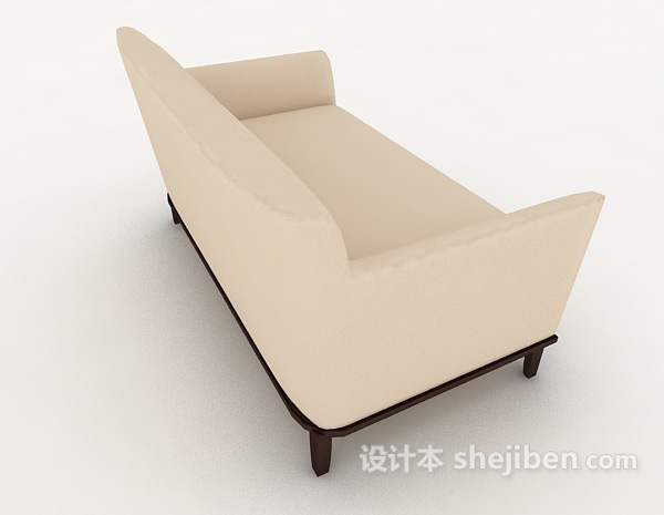 设计本家居浅棕色双人沙发3d模型下载