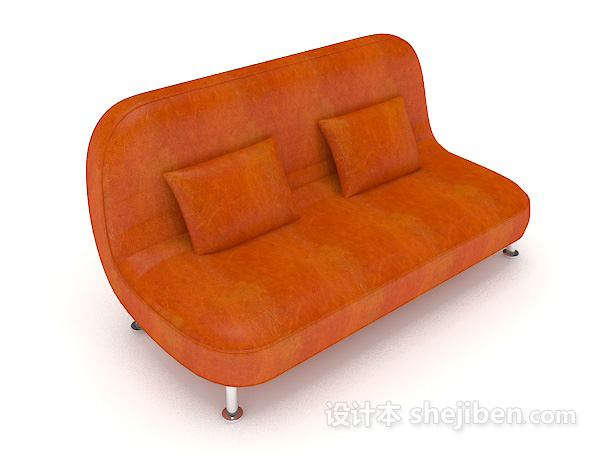 现代简约橙色双人沙发