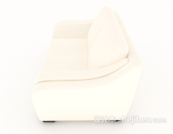 设计本米白色简约家居双人沙发3d模型下载