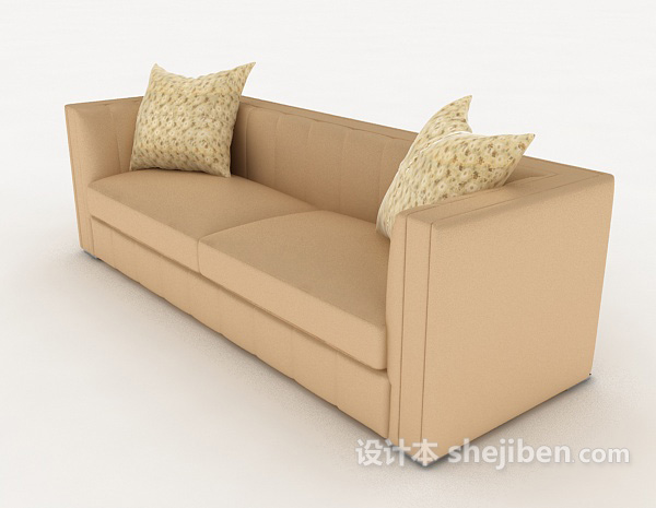 浅棕色双人沙发3d模型下载