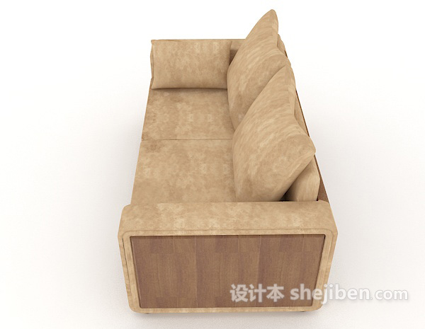 设计本家居棕色简约双人沙发3d模型下载