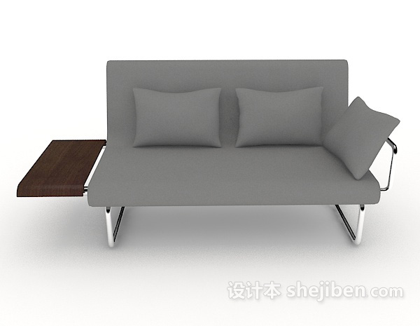 现代风格灰色休闲简约双人沙发3d模型下载