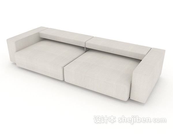 免费浅灰色简约双人沙发3d模型下载