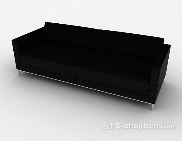 免费现代简约商务黑色双人沙发3d模型下载