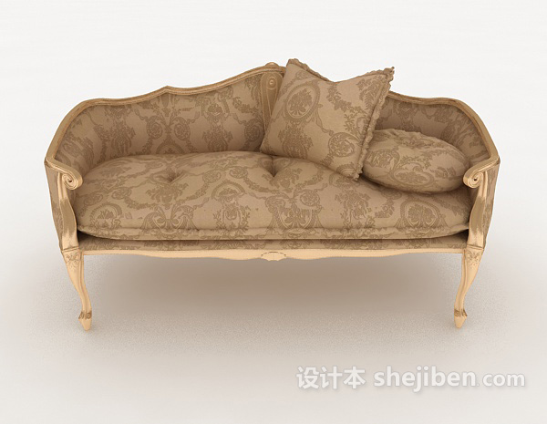 欧式风格欧式花纹双人沙发3d模型下载