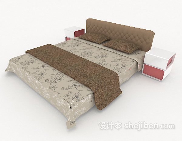 现代简单居家床3d模型下载