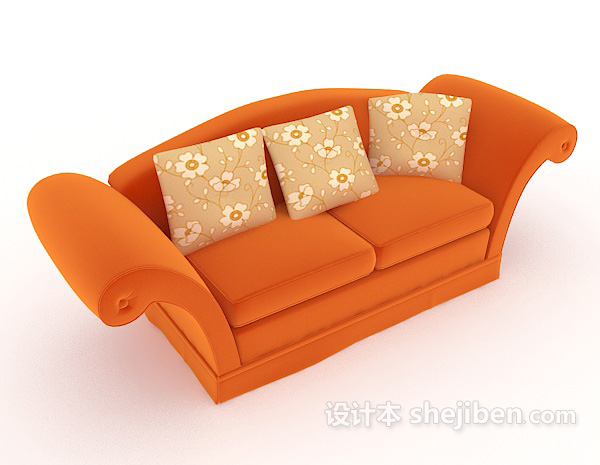 家居简单橙色双人沙发