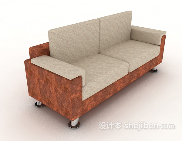 家居灰色休闲双人沙发3d模型下载