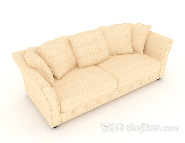 现代简单黄色双人沙发3d模型下载