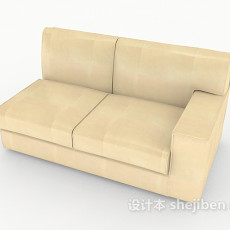 白色简单双人沙发3d模型下载