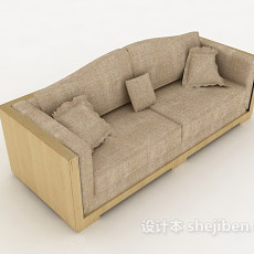 简单新中式多人沙发3d模型下载
