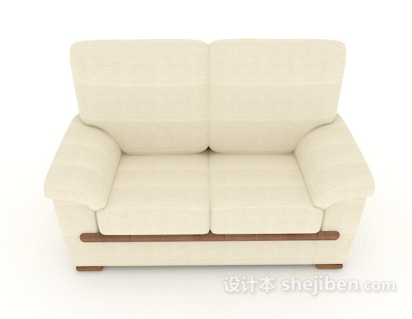 现代风格家居简约米白色双人沙发3d模型下载